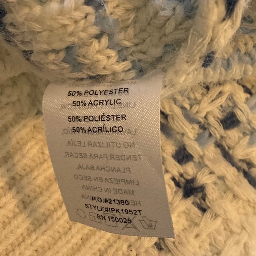 Grey Bandit Beauutiful Women's White and Blue Size Small Oversized Sweater - Picture 8 of 8
